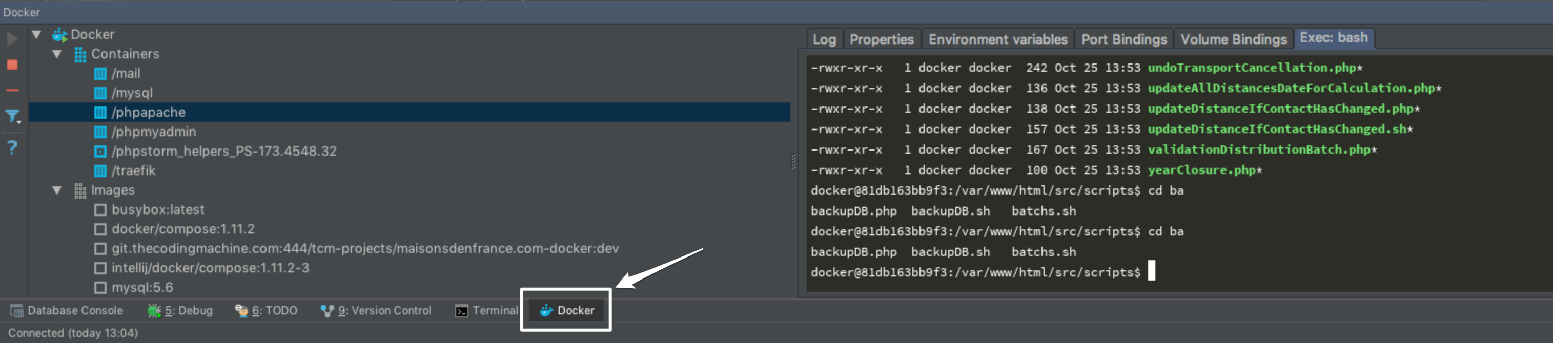 Debug docker button for phpstorm